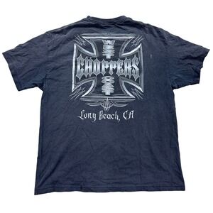 Y2K Vintage West Coast Choppers Shirt Men's XL Black Biker Grunge Thrashed